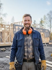byggare med hörselkopor