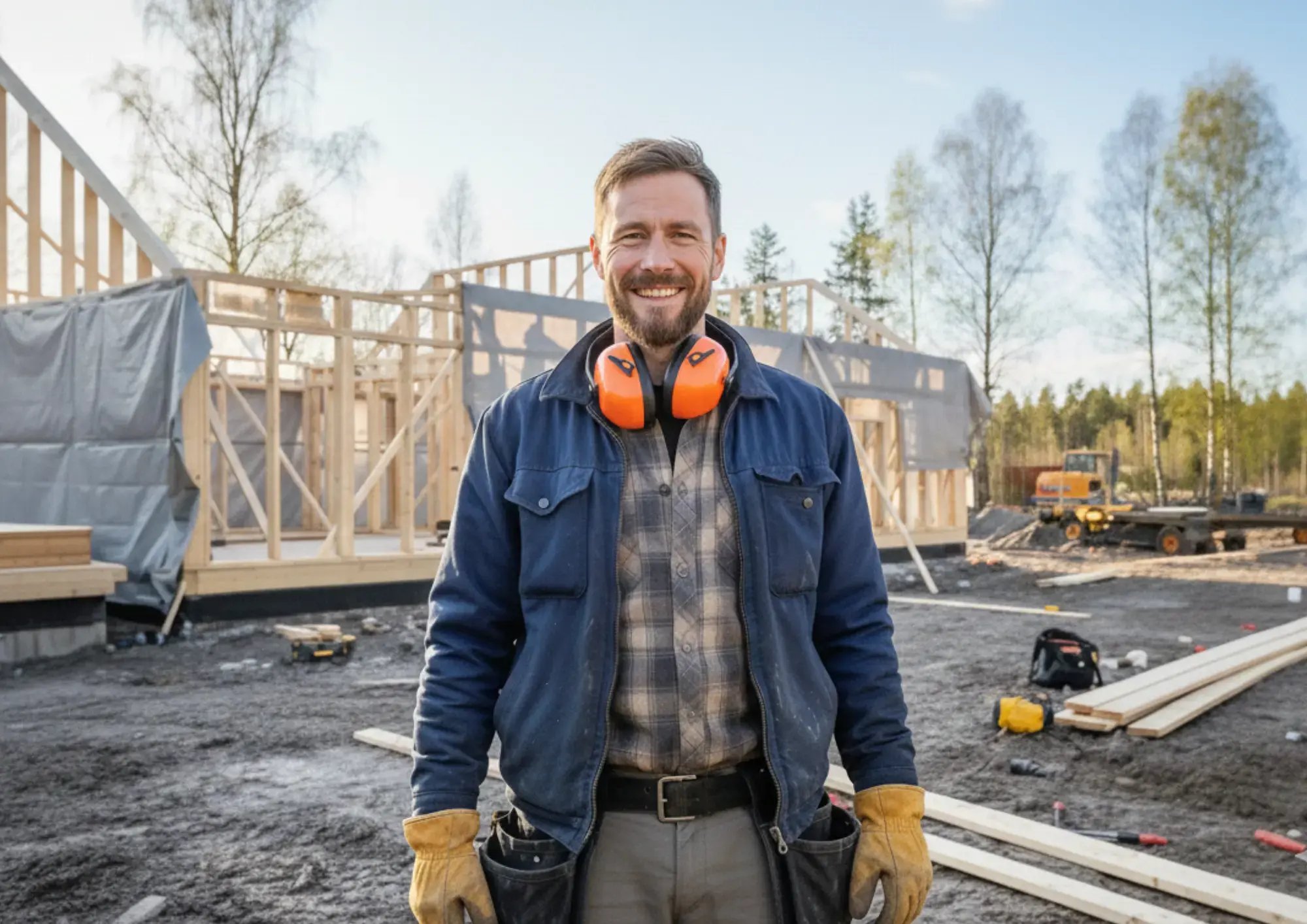 Snickare ute på arbetsplats som behöver tillväxt