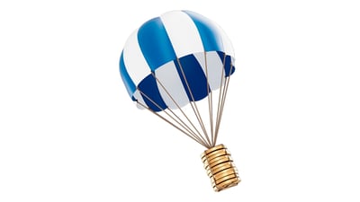 Luftballong symbol för företagslån som lyfter