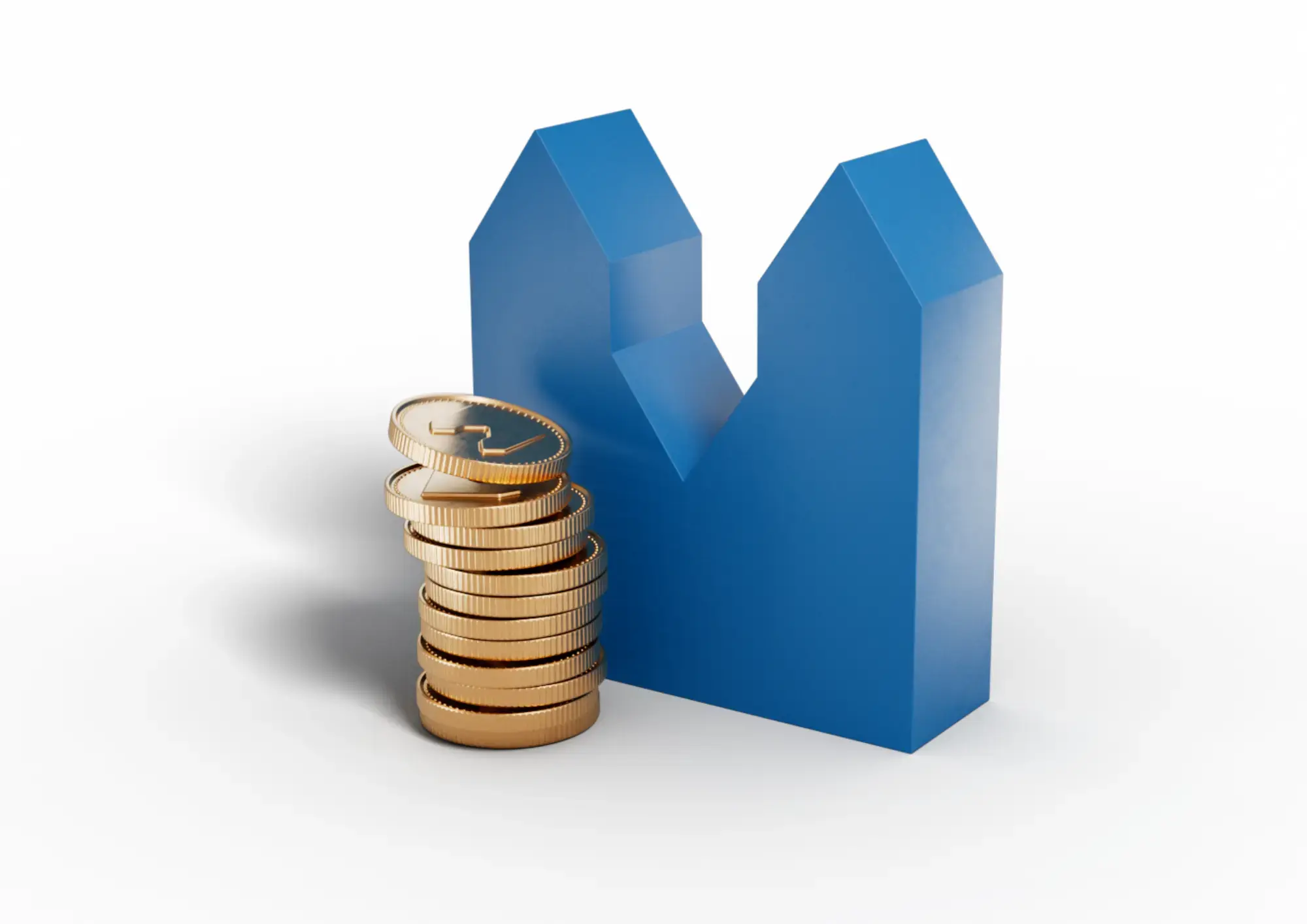 Euro Finans blåa torn med en hög med guldmynt framför image